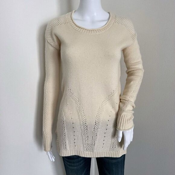 Quinn Women's Sweater Size XS 100% Cashmere Ivory Long Sleeve - Picture 1 of 6